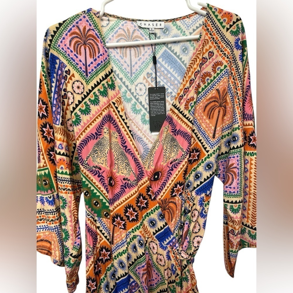Chaser Heirloom Woven Sophia Maxi Printed Wrap Dress NWT - Picture 4 of 11